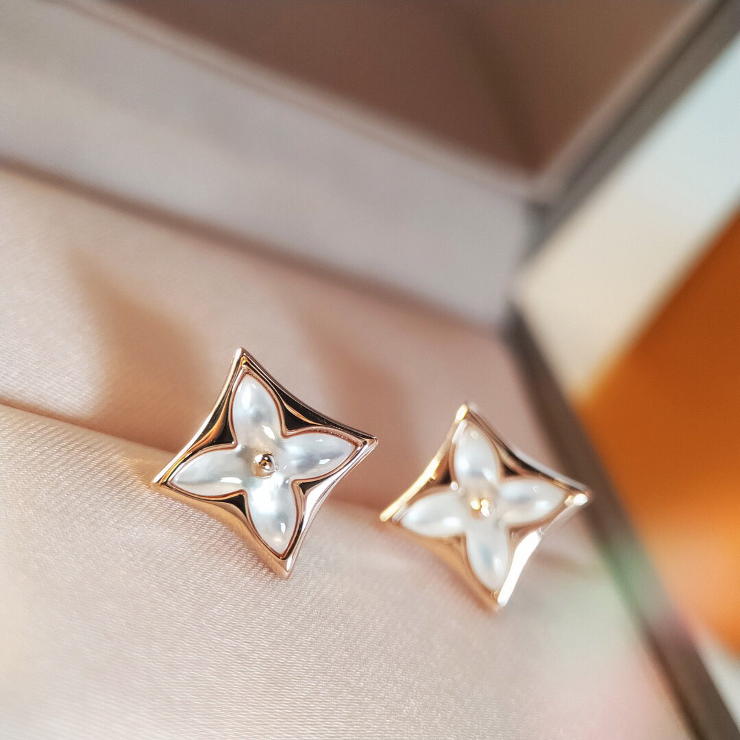 [Riva Jewelry]STAR MOP ROSE GOLD EARRINGS