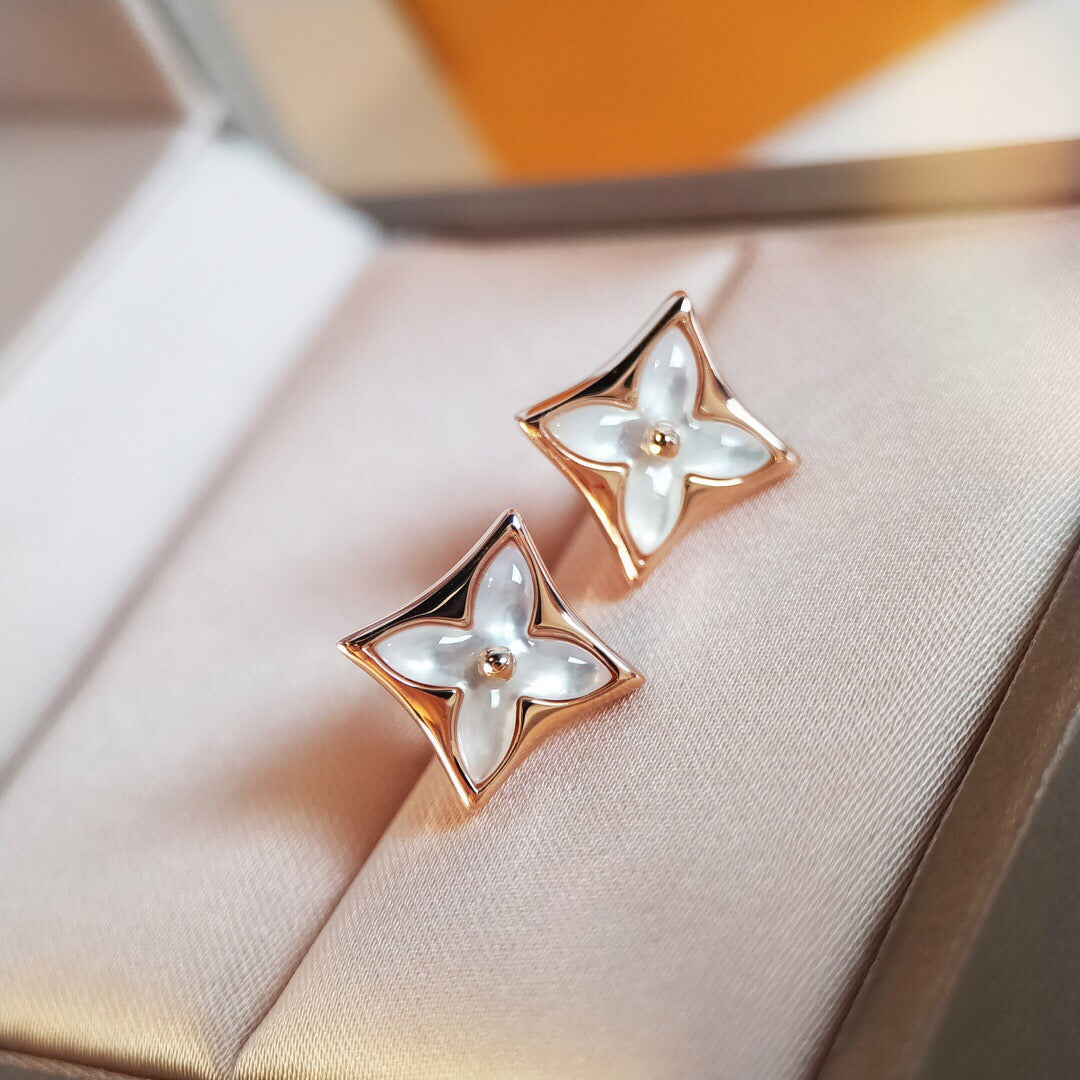 [Riva Jewelry]STAR MOP ROSE GOLD EARRINGS