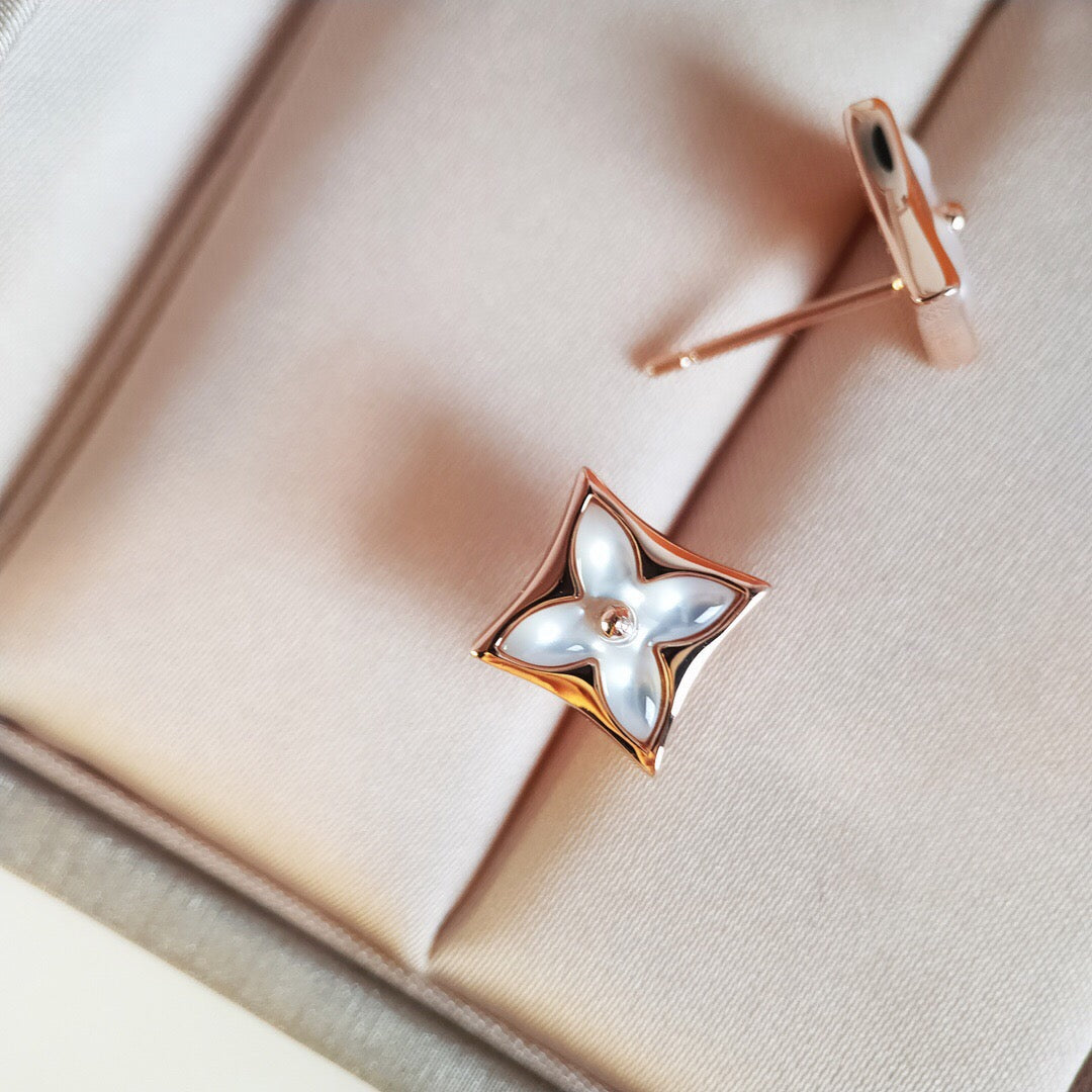 [Riva Jewelry]STAR MOP ROSE GOLD EARRINGS