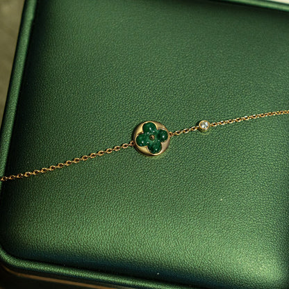 [Riva Jewelry]SUN MALACHITE 1 DIAMOND ROSE GOLD BRACELET