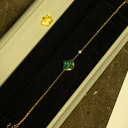 [Riva Jewelry]SUN MALACHITE 1 DIAMOND ROSE GOLD BRACELET