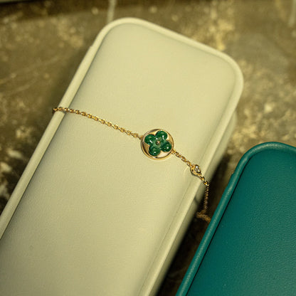 [Riva Jewelry]SUN MALACHITE 1 DIAMOND ROSE GOLD BRACELET