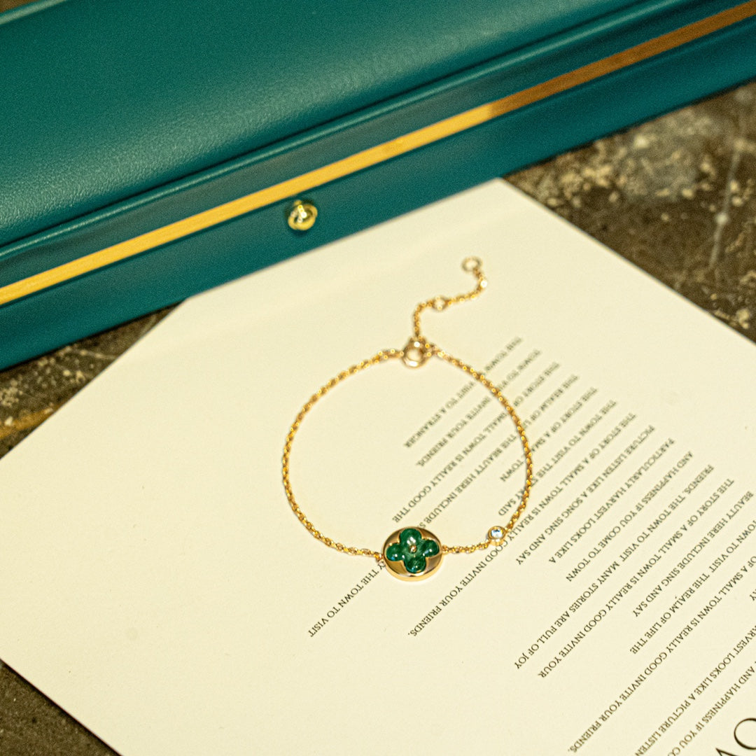 [Riva Jewelry]SUN MALACHITE 1 DIAMOND ROSE GOLD BRACELET