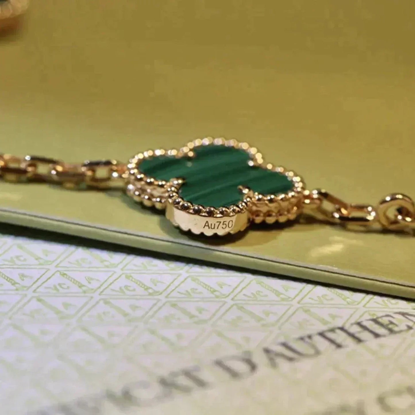 [Riva Jewelry]LUCKY CLOVER 5-MOTIF BRACELET - MALACHITE COLLECTION