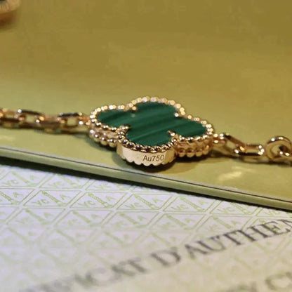 [Riva Jewelry]LUCKY CLOVER 5-MOTIF BRACELET - MALACHITE COLLECTION