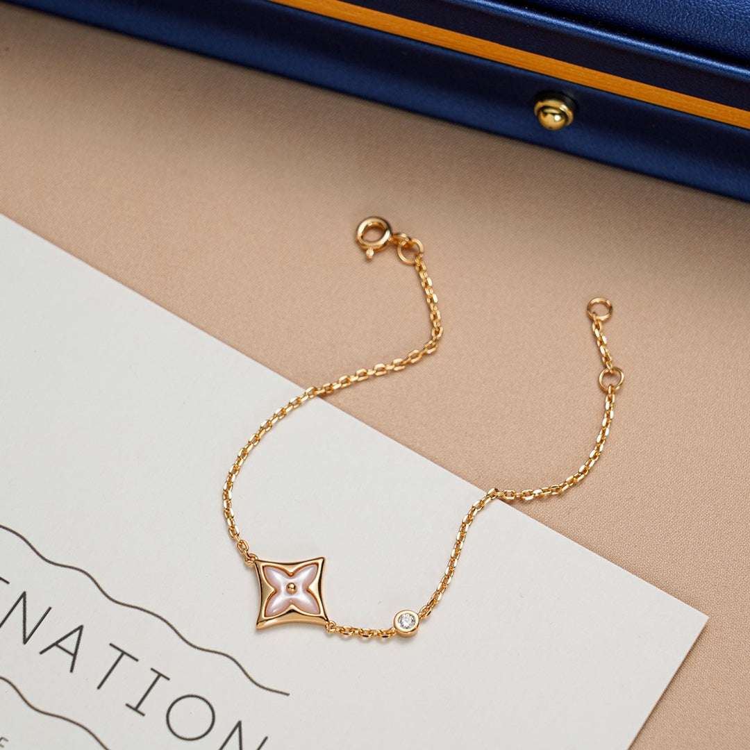 [Riva Jewelry]STAR 1 DIAMOND ROSE GOLD BRACELET