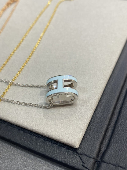 [Riva Jewelry]POP H LIGHT BLUE NECKLACE