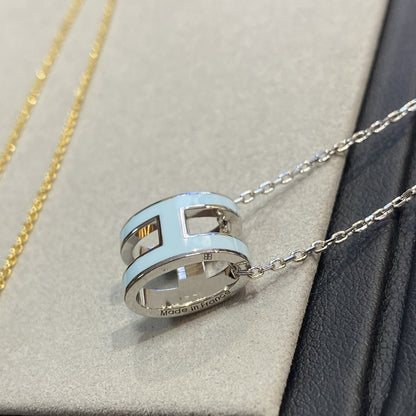 [Riva Jewelry]POP H LIGHT BLUE NECKLACE