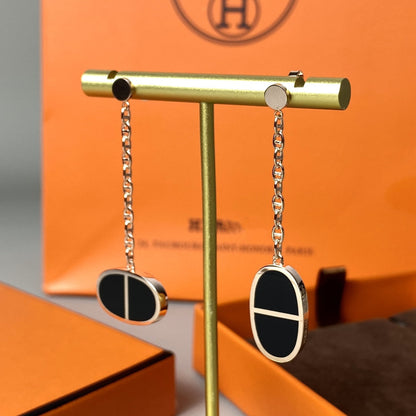 [Riva Jewelry]CHAINE VERSO BLACK CERAMIC EARRINGS