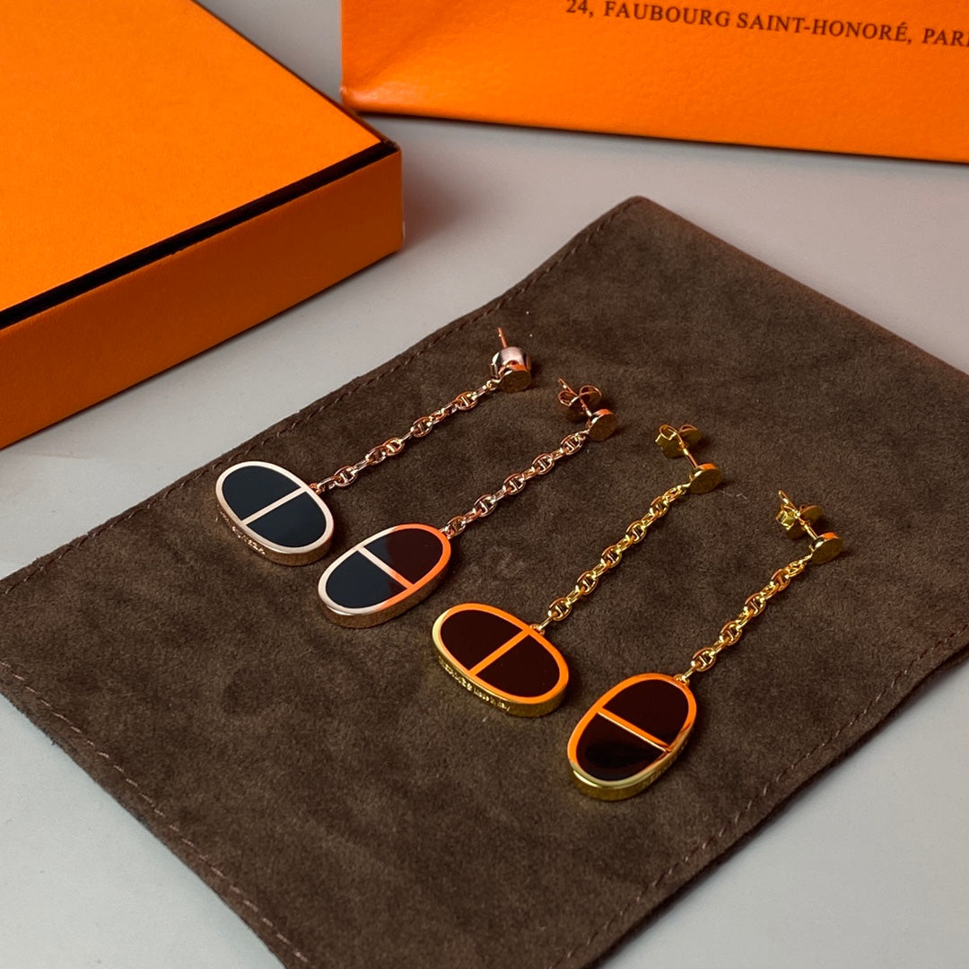 [Riva Jewelry]CHAINE VERSO BLACK CERAMIC EARRINGS