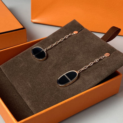 [Riva Jewelry]CHAINE VERSO BLACK CERAMIC EARRINGS