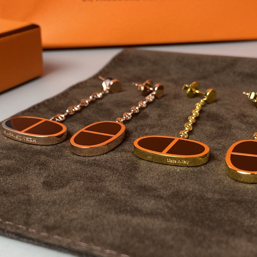 [Riva Jewelry]CHAINE VERSO BLACK CERAMIC EARRINGS