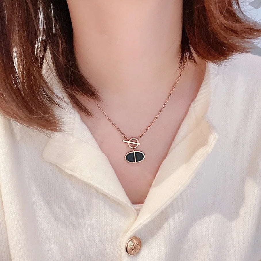 [Riva Jewelry]CHAINE VERSO BLACK CERAMIC NECKLACE