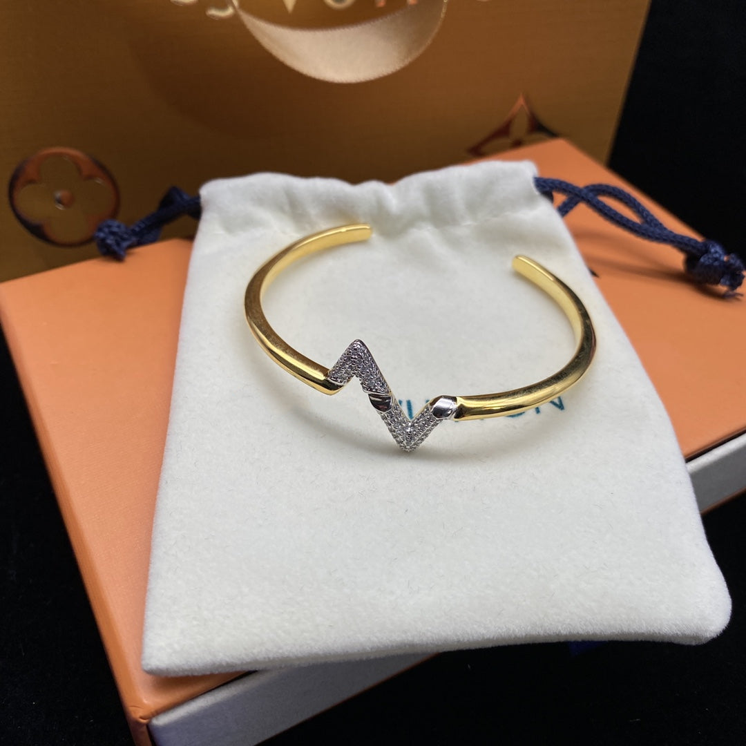 [Riva Jewelry]VOLTE UPSITE DOWN DIAMOND GOLD OPEN BRACELET