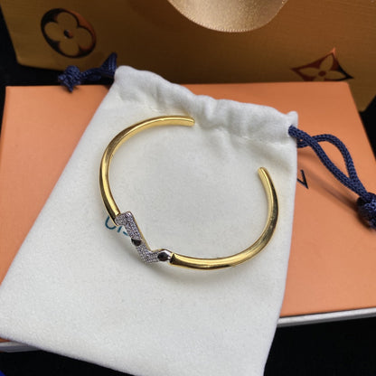 [Riva Jewelry]VOLTE UPSITE DOWN DIAMOND GOLD OPEN BRACELET