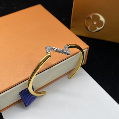 [Riva Jewelry]VOLTE UPSITE DOWN DIAMOND GOLD OPEN BRACELET