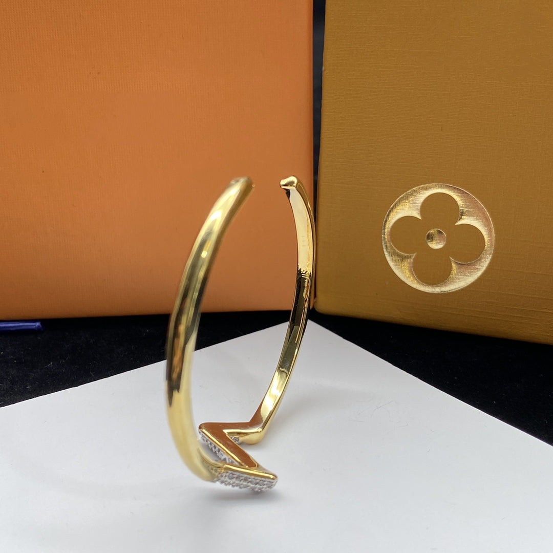 [Riva Jewelry]VOLTE UPSITE DOWN DIAMOND GOLD OPEN BRACELET
