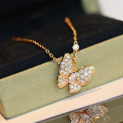 [Riva Jewelry]BUTTERFLY DIAMOND CHARM NECKLACE