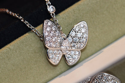 [Riva Jewelry]BUTTERFLY DIAMOND CHARM NECKLACE