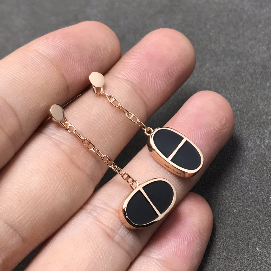 [Riva Jewelry]CHAINE VERSO BLACK CERAMIC SILVER EARRINGS