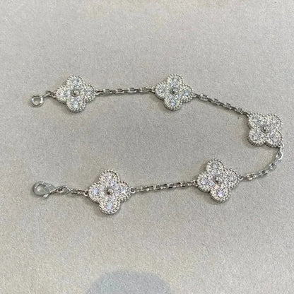[Riva Jewelry]LUCKY CLOVER 5-MOTIF BRACELET - FULL-DIAMOND