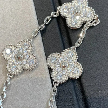 [Riva Jewelry]LUCKY CLOVER 5-MOTIF BRACELET - FULL-DIAMOND