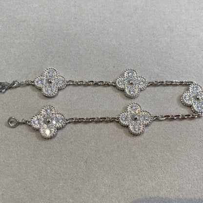 [Riva Jewelry]LUCKY CLOVER 5-MOTIF BRACELET - FULL-DIAMOND