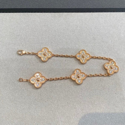 [Riva Jewelry]LUCKY CLOVER 5-MOTIF BRACELET - FULL-DIAMOND