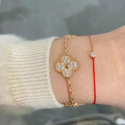 [Riva Jewelry]LUCKY CLOVER 5-MOTIF BRACELET - FULL-DIAMOND