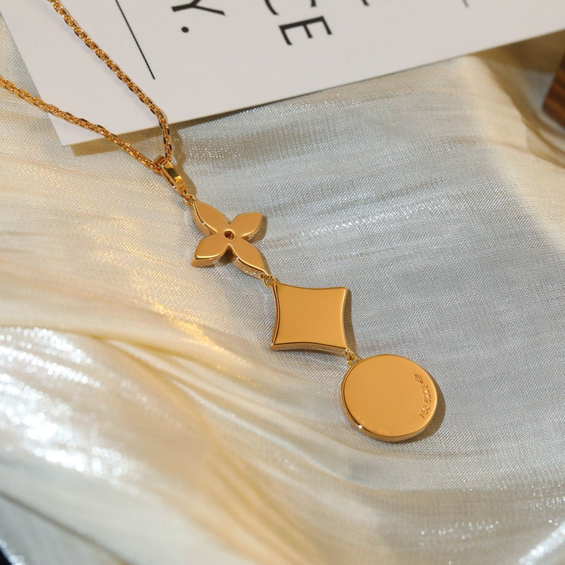 [Riva Jewelry]STAR AND SUN DIAMOND ROSE GOLD NECKLACE