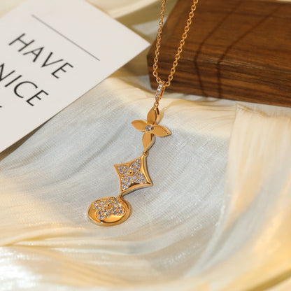 [Riva Jewelry]STAR AND SUN DIAMOND ROSE GOLD NECKLACE