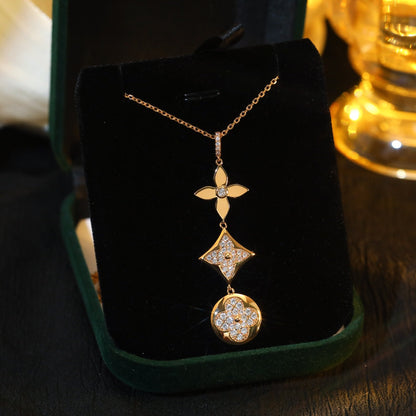 [Riva Jewelry]STAR AND SUN DIAMOND ROSE GOLD NECKLACE