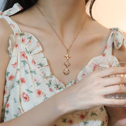 [Riva Jewelry]STAR AND SUN DIAMOND ROSE GOLD NECKLACE
