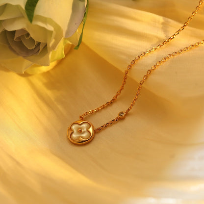 [Riva Jewelry]SUN PEDANT ROSE GOLD 1 DIAMOND NECKLACE