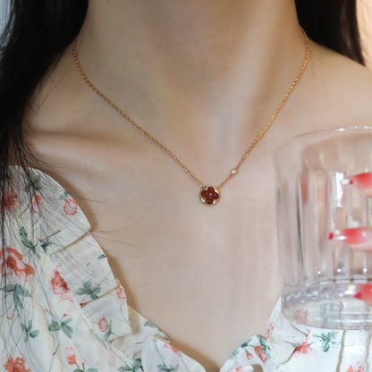 [Riva Jewelry]SUN PEDANT ROSE GOLD 1 DIAMOND NECKLACE