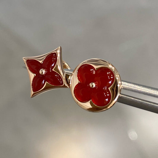 [Riva Jewelry]STAR AND SUN ROSE GOLD CARNELIAN STUD EARRINGS