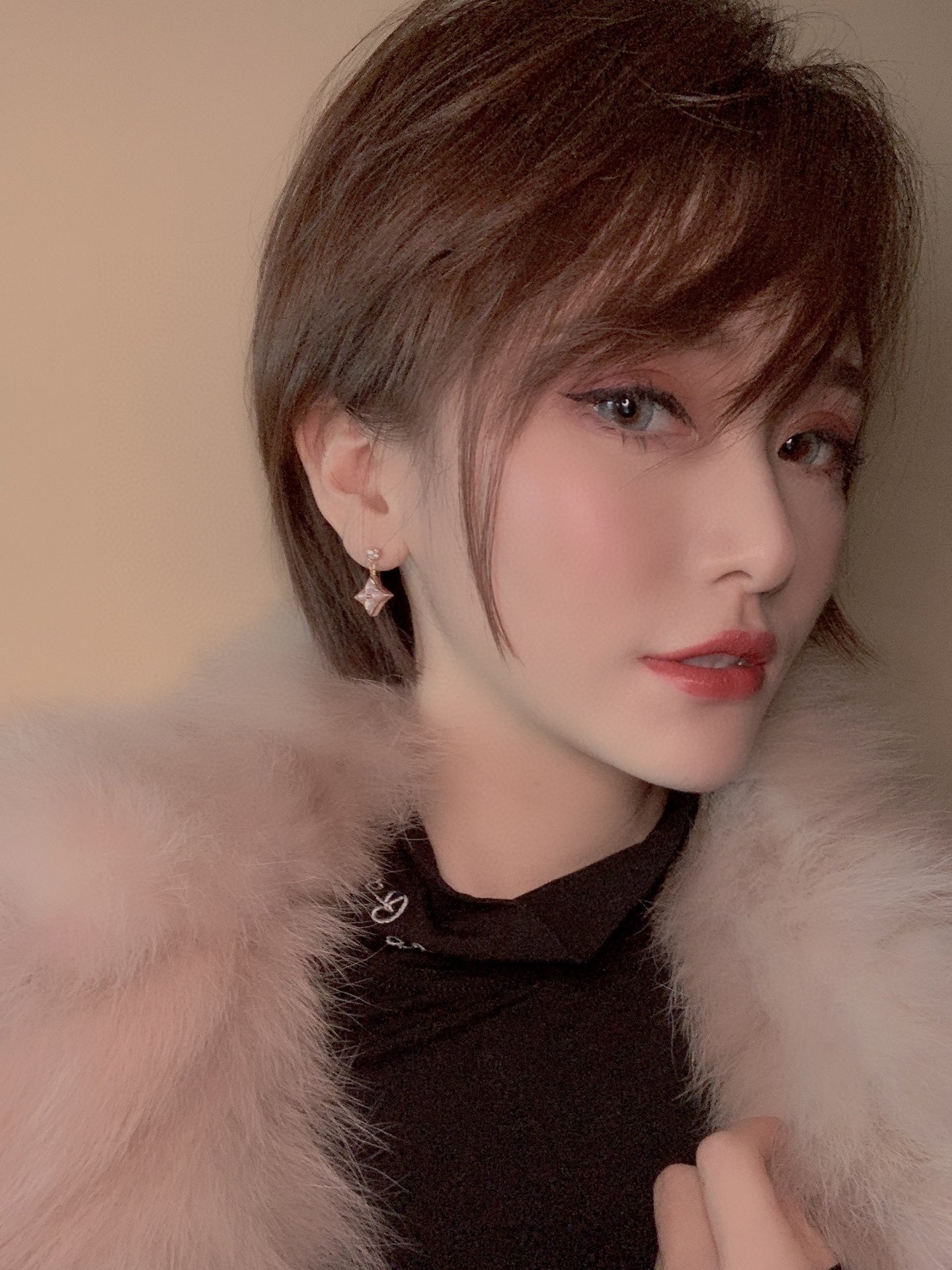 [Riva Jewelry]DOUBLE STAR ROSE GOLD MOP DROP EARRINGS