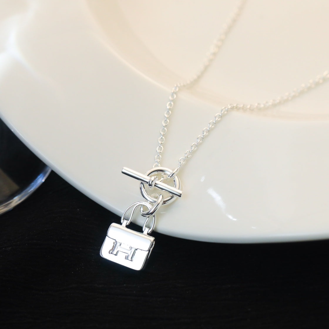 [Riva Jewelry]POP H PEDANT SILVER NECKLACE