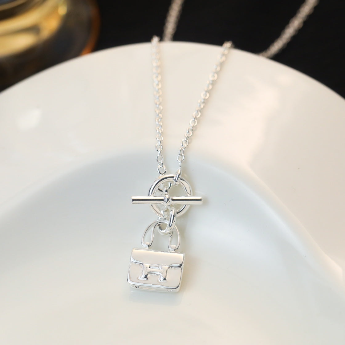 [Riva Jewelry]POP H PEDANT SILVER NECKLACE