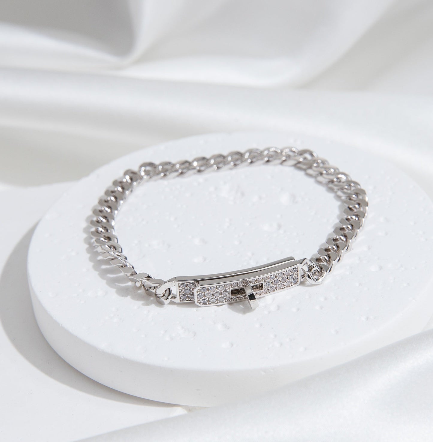[Riva Jewelry]KELLY CHAIN SILVER DIAMOND BRACELET