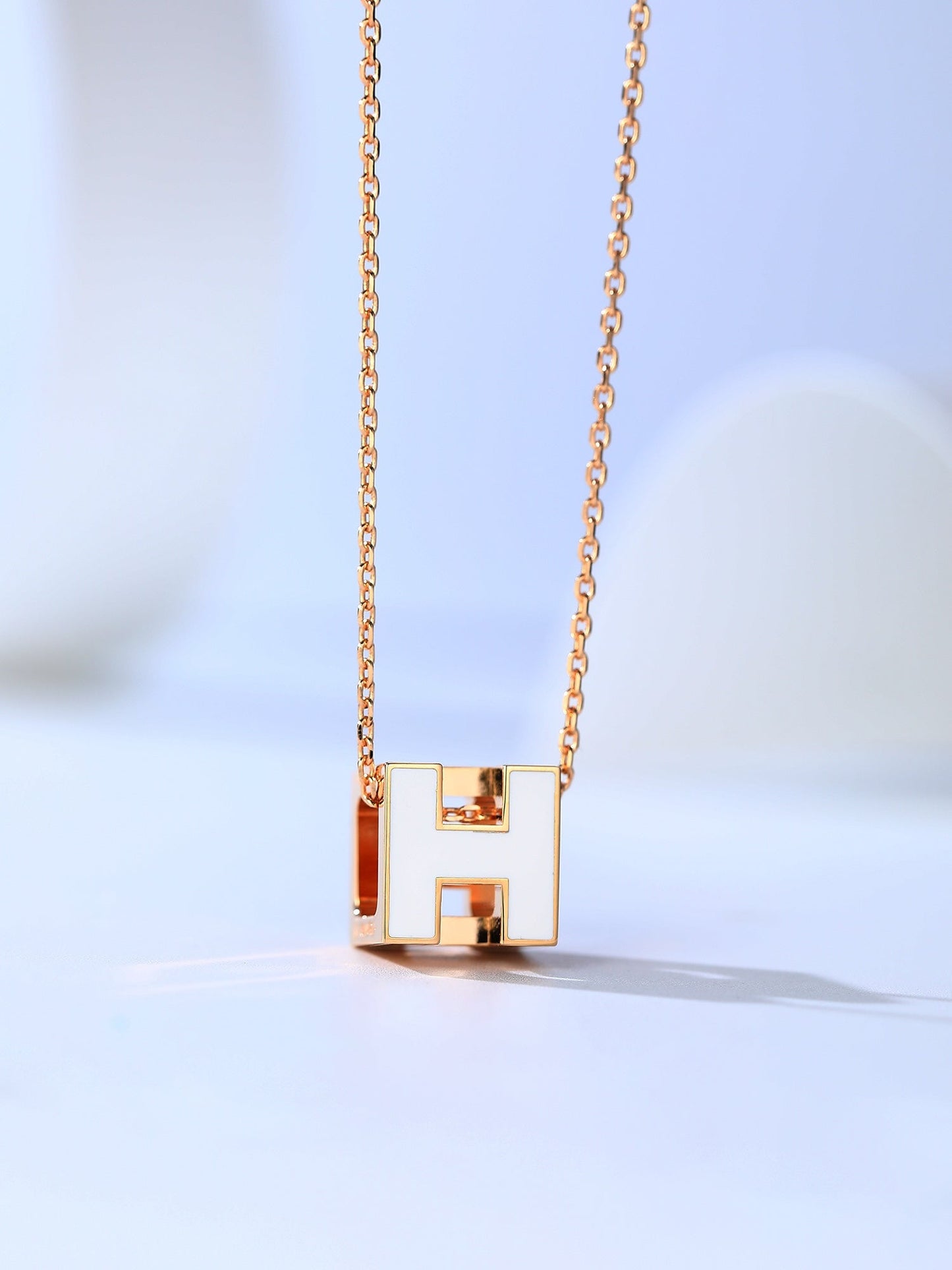 [Riva Jewelry]H CAGE ROSE GOLD NECKLACE