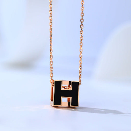 [Riva Jewelry]H CAGE ROSE GOLD NECKLACE