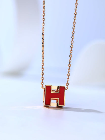 [Riva Jewelry]H CAGE ROSE GOLD NECKLACE