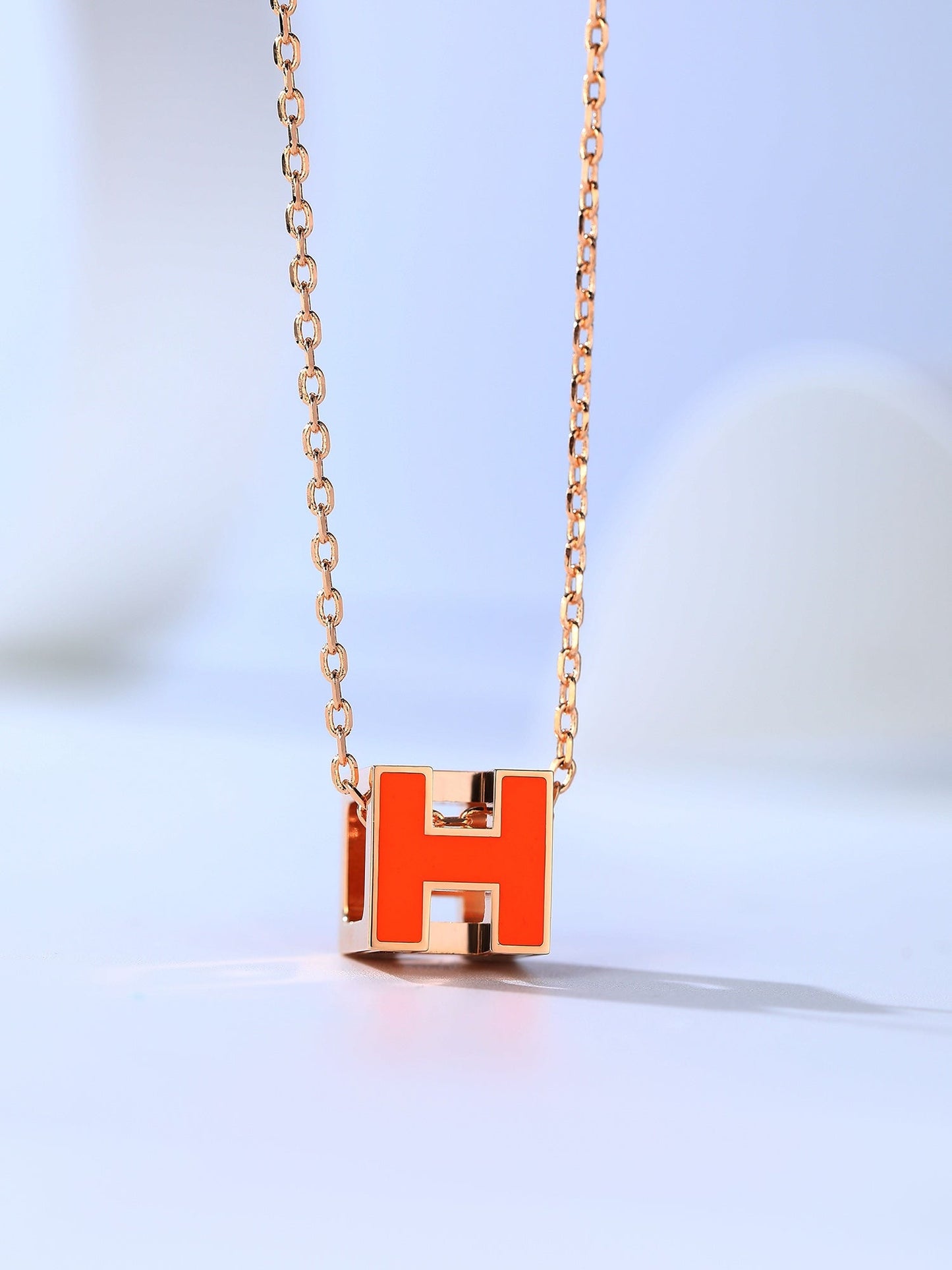 [Riva Jewelry]H CAGE ROSE GOLD NECKLACE