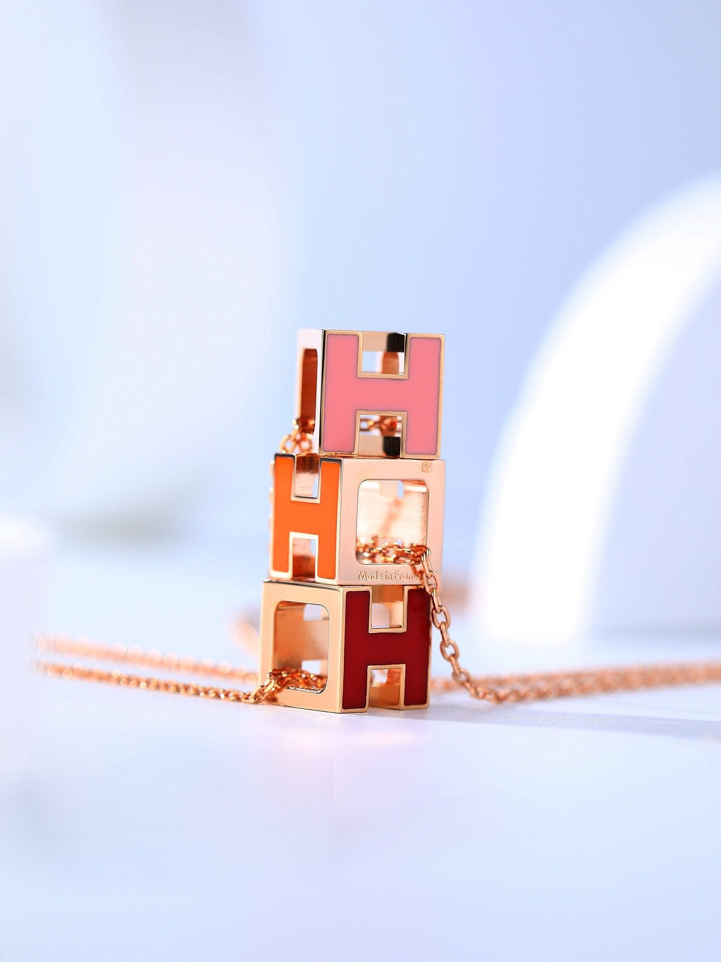 [Riva Jewelry]H CAGE ROSE GOLD NECKLACE