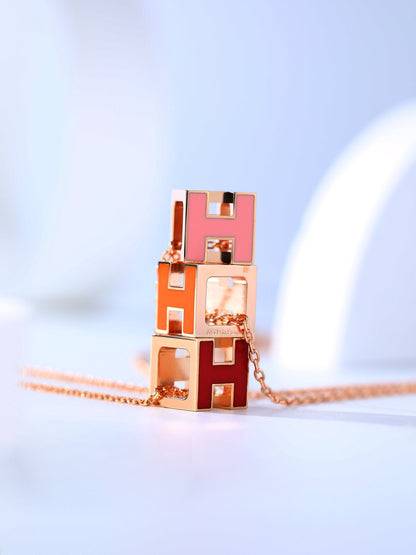 [Riva Jewelry]H CAGE ROSE GOLD NECKLACE