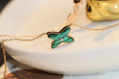 [Riva Jewelry]JEUX MALACHITE 1 DIAMOND ROSE GOLD NECKLACE