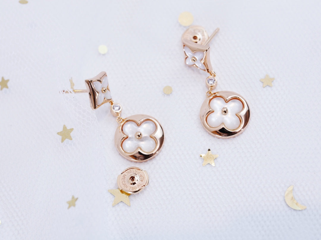[Riva Jewelry]STAR AND SUN ROSE GOLD MOP DROP EARRINGS