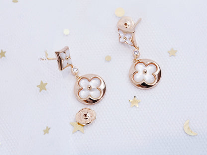 [Riva Jewelry]STAR AND SUN ROSE GOLD MOP DROP EARRINGS