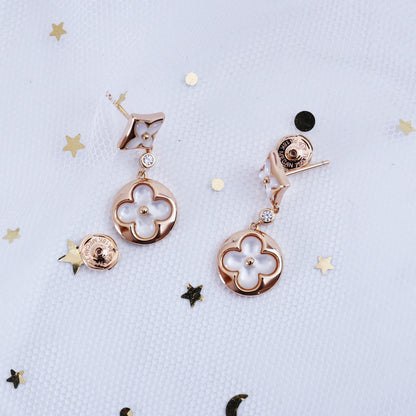 [Riva Jewelry]STAR AND SUN ROSE GOLD MOP DROP EARRINGS